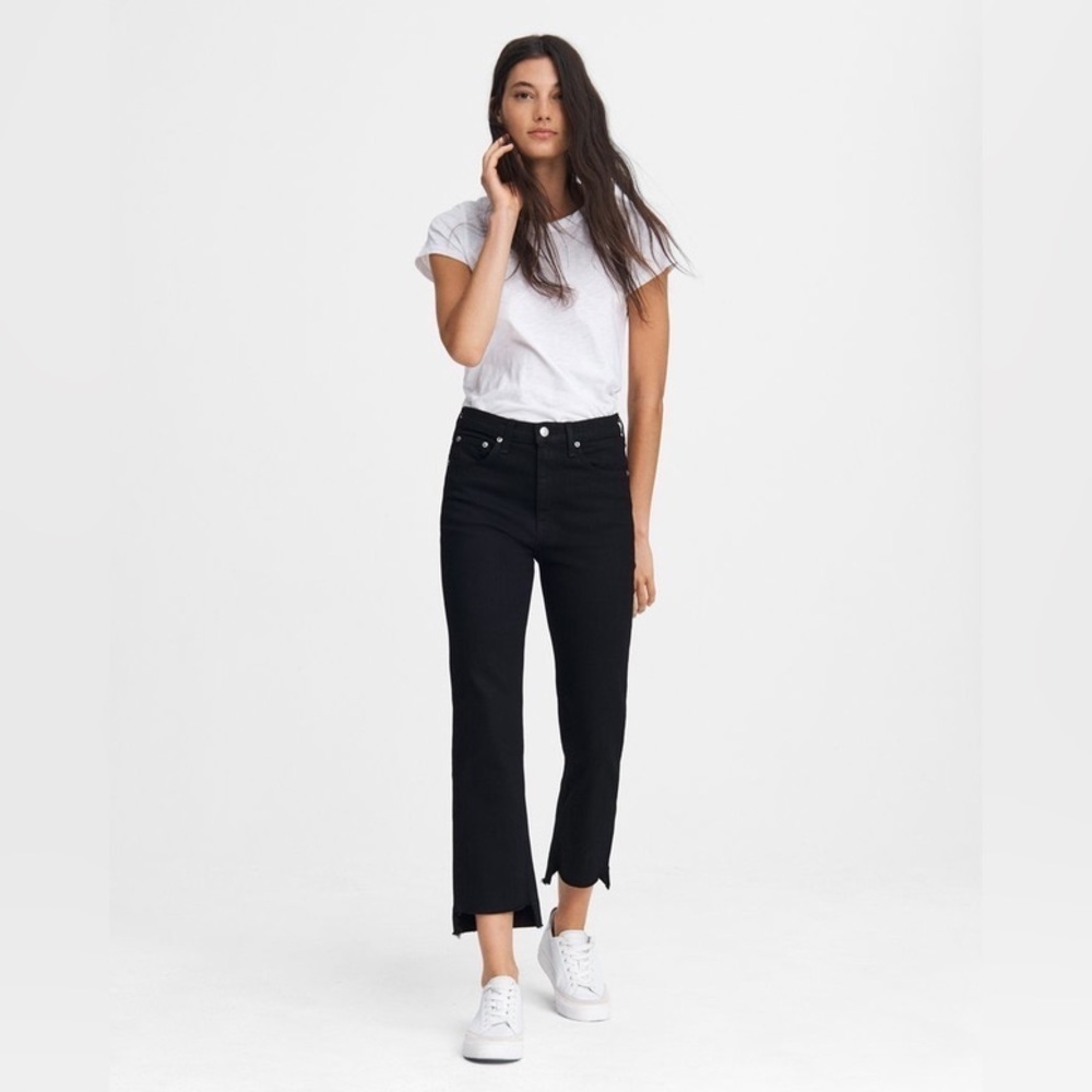 Rag & Bone Black Nina High-Rise Stove Pipe Straight Jeans 30